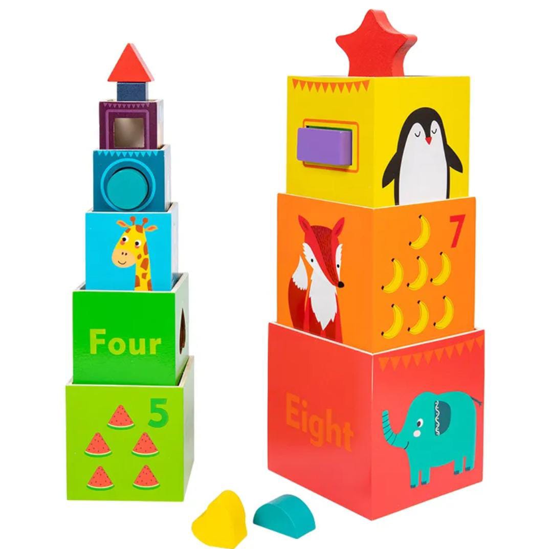 8 Colorful Wooden Stacking Boxes