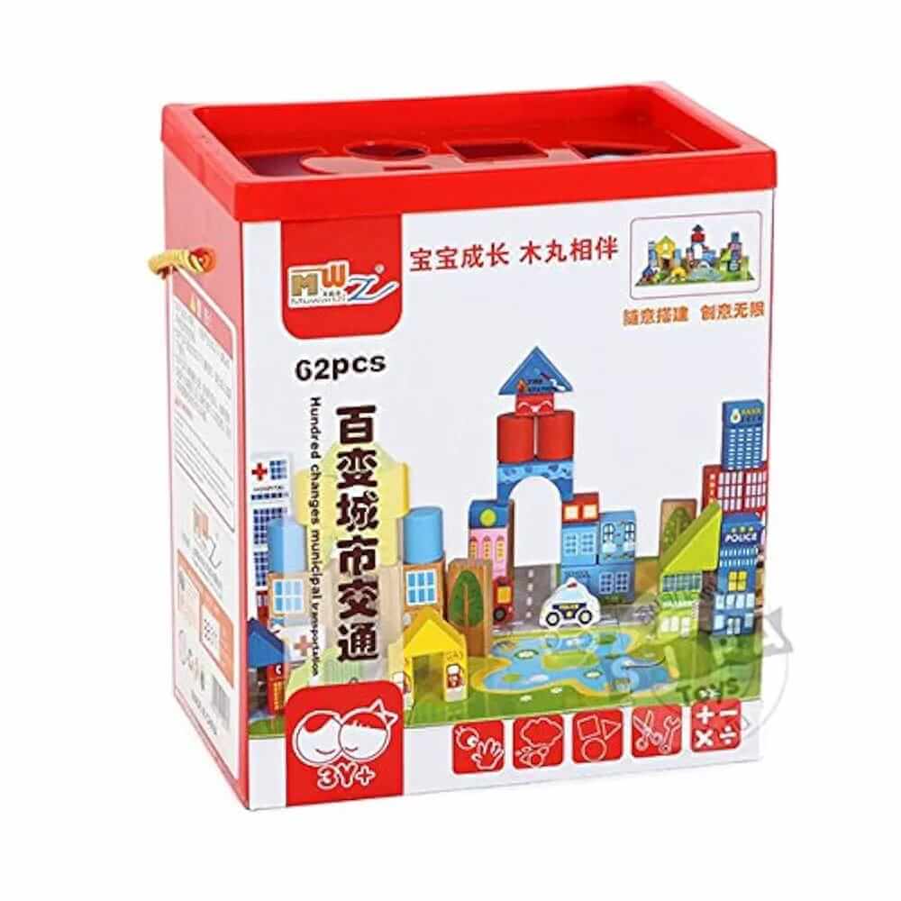 Wooden Transportation Blocks 62 pcs