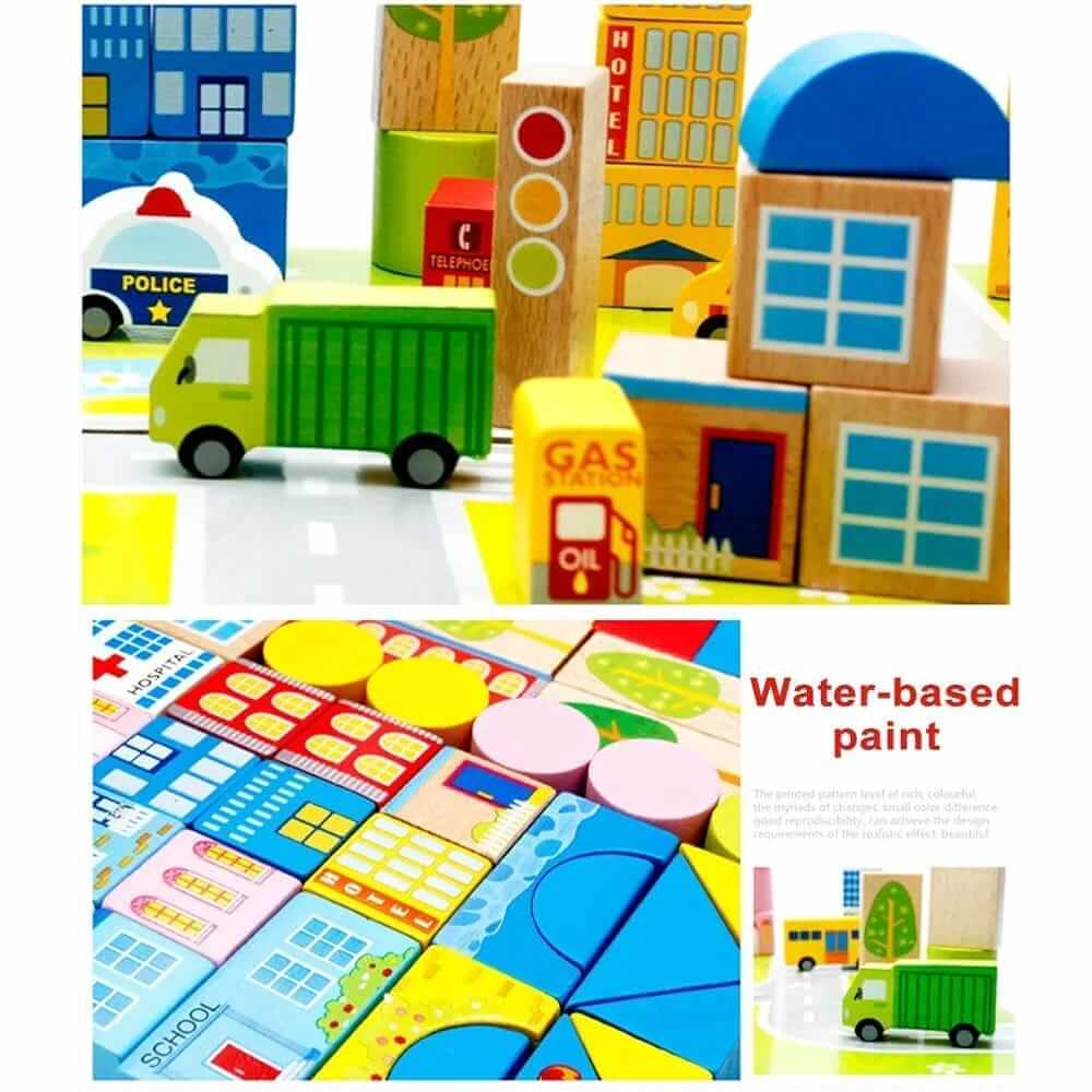 Wooden Transportation Blocks 62 pcs