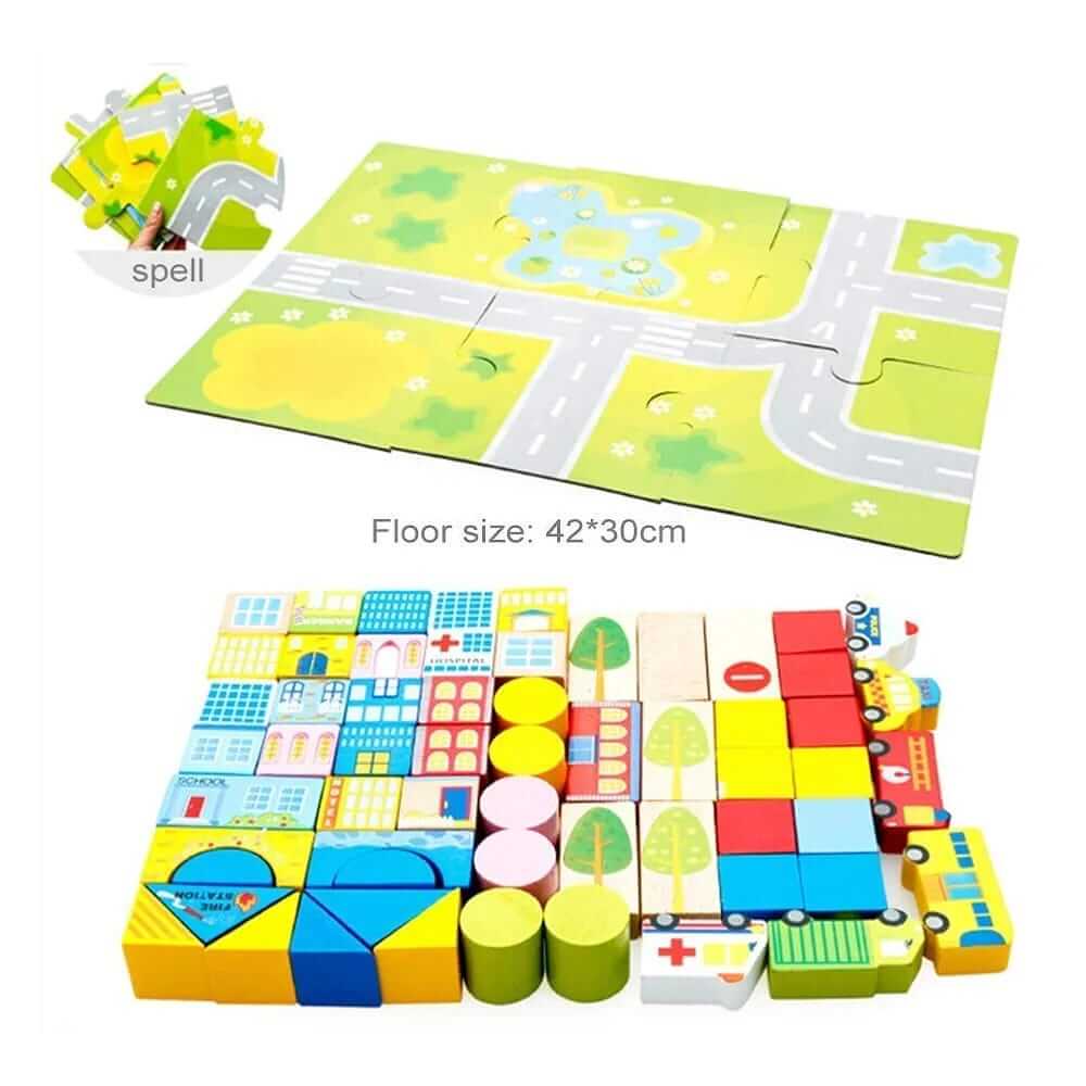 Wooden Transportation Blocks 62 pcs