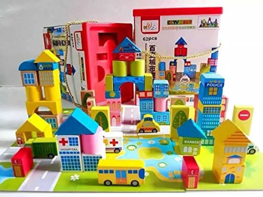 Wooden Transportation Blocks 62 pcs