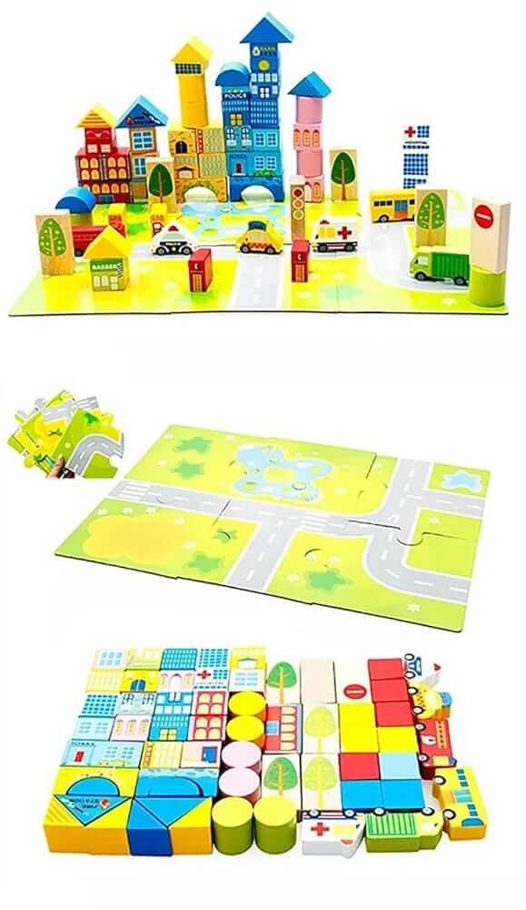 Wooden Transportation Blocks 62 pcs