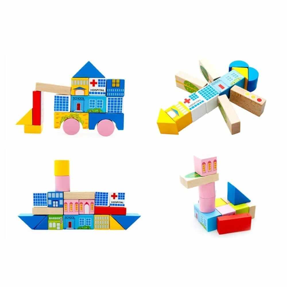 Wooden Transportation Blocks 62 pcs