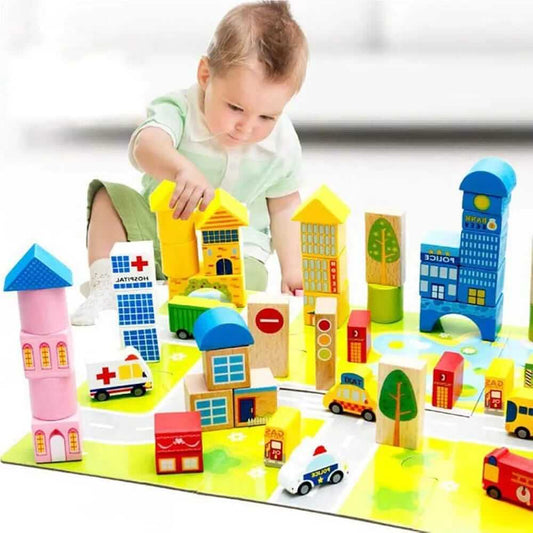 Wooden Transportation Blocks 62 pcs